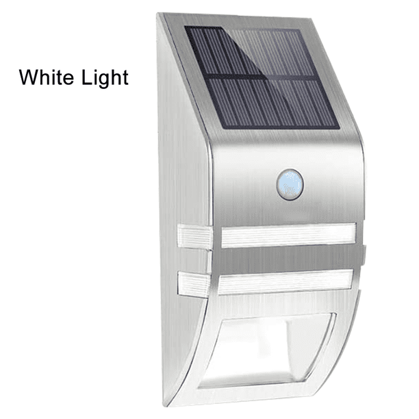 Luces solares con sensor de movimiento de acero inoxidable, decorativas para exteriores, luces LED de seguridad con energía solar, impermeables para puerta de entrada, patio, terraza, jardín, cerca,