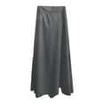 thumbnail image 5 of Summer Celebration! Elegant Maxi Skirt for Solid Color High Waist Flowy Long Skirt with Pockets Casual Comfort Stretch,Grey,S, 5 of 5