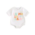 thumbnail image 2 of Baby Girls Boys Summer Romper Short Sleeve Crew Neck Letter Floral/Letter Bird Print Casual Romper, 2 of 10