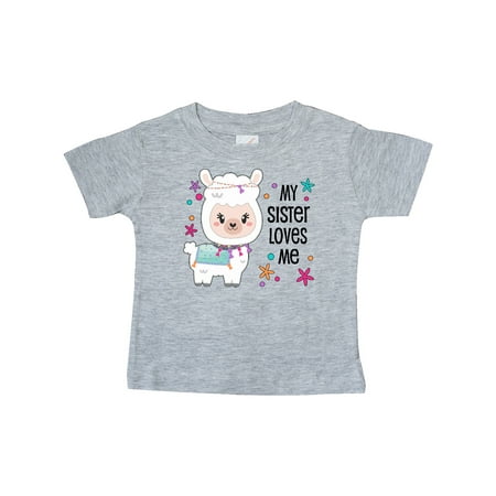 

Inktastic My Sister Loves Me- cute and happy llama Gift Baby Boy or Baby Girl T-Shirt
