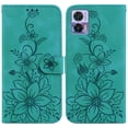 thumbnail image 2 of Compatible with Motorola Moto Edge 30 Neo Embossed Lily Wallet Case with Card Holder PU Leather Flip Cover, 2 of 5