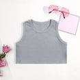 thumbnail image 2 of Girls Shirts Kids Sleeveless Solid Sports Dance Racerback Crop Tank Top Girls' Tops Grey 4 Years-5 Years, 2 of 3