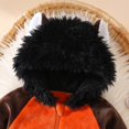 thumbnail image 6 of CUZIBR Newborn Halloween Costumes Boy Girl Fuzzy Onesie Animal Romper Jumpsuit Hooded Zip Up Long Sleeve Soft Cosplay Party Clothes,Orange,6-9 Months, 6 of 8