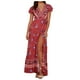 thumbnail image 1 of Vestido largo de manga corta con cuello en V profundo y abertura lateral de verano bohemio para mujer con cinturón Fridja nalpqowj28642, 1 of 9