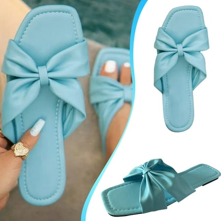 

LnjYIGJ Women s Slippers Summer Slippers Bow Knot Color Matching Fashionable Beach Wear Women