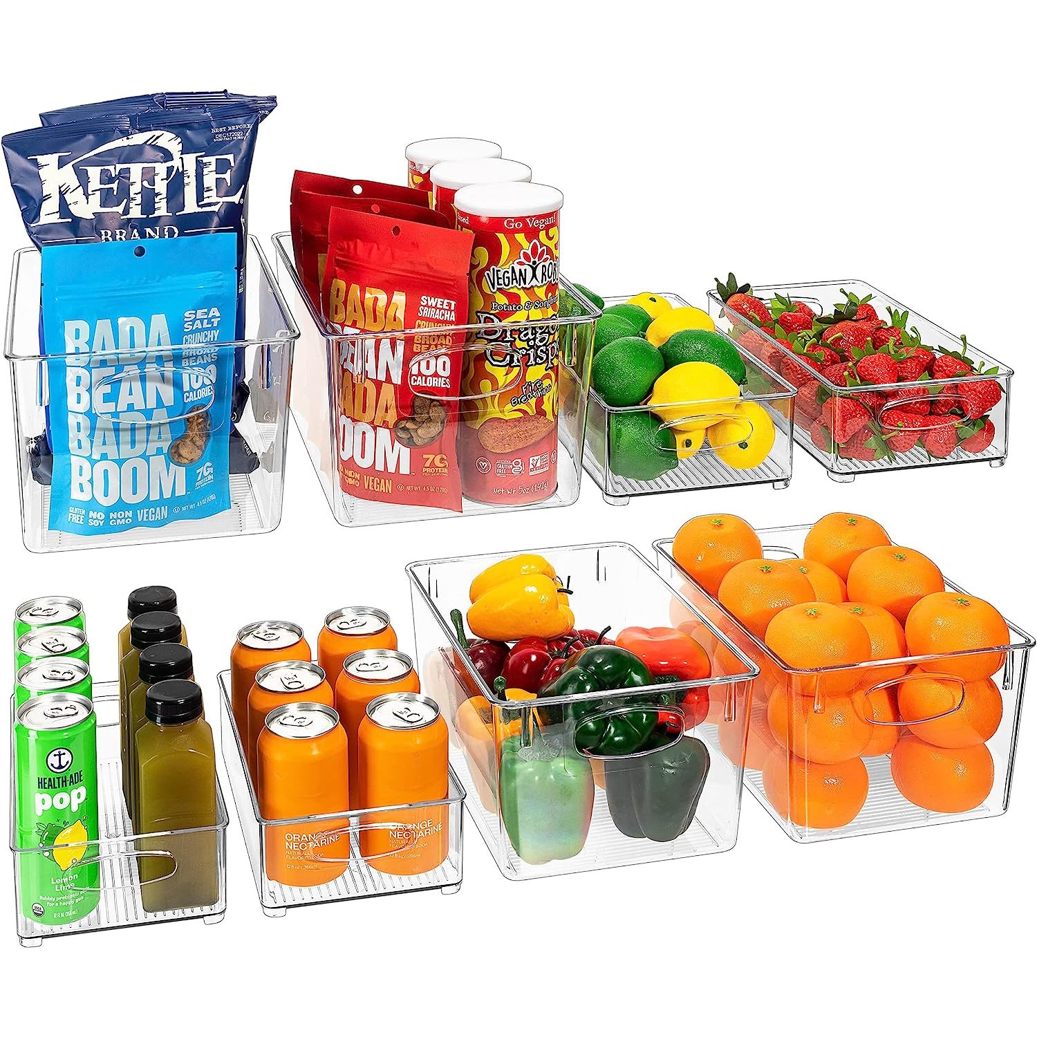 BcTlyInc Storage Bins Clear Plastic Organizer Container Holders with Handles Versatile for