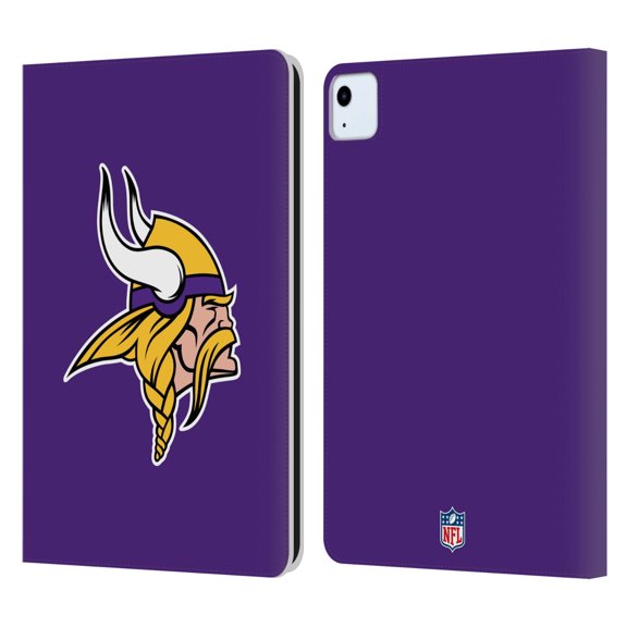 Head Case Designs NFL Minnesota Vikings Logo Plain Leather Book Wallet Case Cover For Apple iPad Air 11 2020/2022/2024/2025