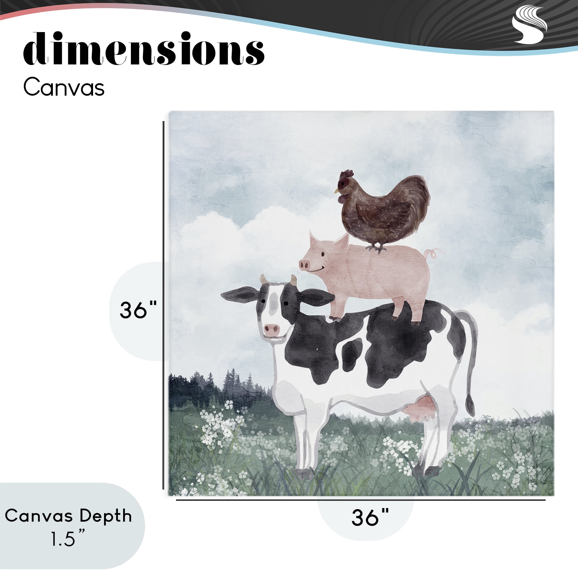Stupell Industries Muted Stacked Farm Animals Canvas Wall Art, design by Kim Allen