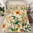 thumbnail image 2 of Homewish Retro Rustic Flower Queen Sheet Sets,Country Floral Sunflower Flat Sheet,Green Beige Queen Fitted Sheet For Girls,Ultra Soft Home Decor,4-Piece, 2 of 7