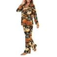 thumbnail image 5 of DISNIMO Women's 2 Piece Pajama Sets Pumpkin Leaf Printed Casual Loose Sleepwear Long Sleeve Button Down Nightwear with Matching Pajama Pants Loose Fits Loungewear Nightwear, L, 5 of 7