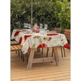 thumbnail image 2 of Outdoor Tablecloth with Umbrella Hole & Zipper, Red Spring Floral Rectangle Tablecloth 60x120 Inch, Vintage Summer Botanical Flowers Patio Table Cover Waterproof Table Cloth for Picnic/Party, 2 of 7
