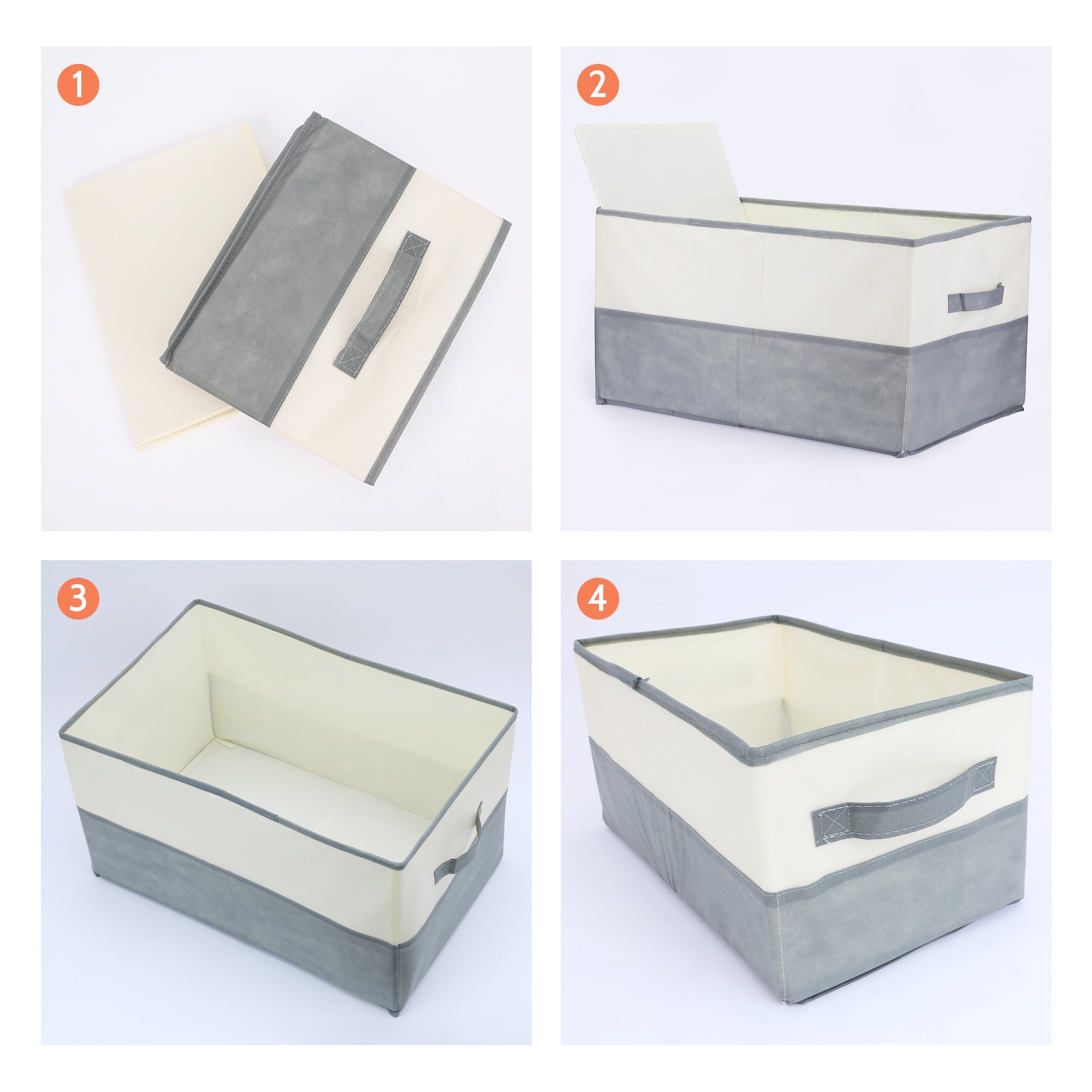 Unique Bargains Fabric Storage Cube Storage Bin Storage Basket Grey 21.7*13.8*12in
