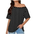 thumbnail image 2 of FDGIU Women's Off Shoulder Oversized T-Shirt - Short Sleeve Tee Summer Casual Beach Shirt Loose Fit Comfy House Outfits Spring Fashion, 2 of 6