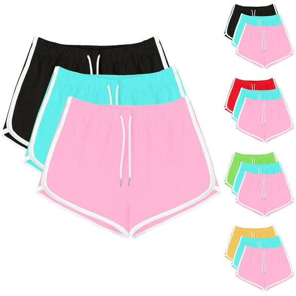 Xunlbb Womens Shorts Workout Shorts 3PC Women Casual Summer Sports Shorts Workout Yoga Shorts Active Shorts S-3XL on Clearance