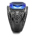thumbnail image 2 of Womens Black Ring Anillo Para Mujer 316L Stainless Steel Ring with Top Grade Crystal in Sapphire Amadi, 2 of 4