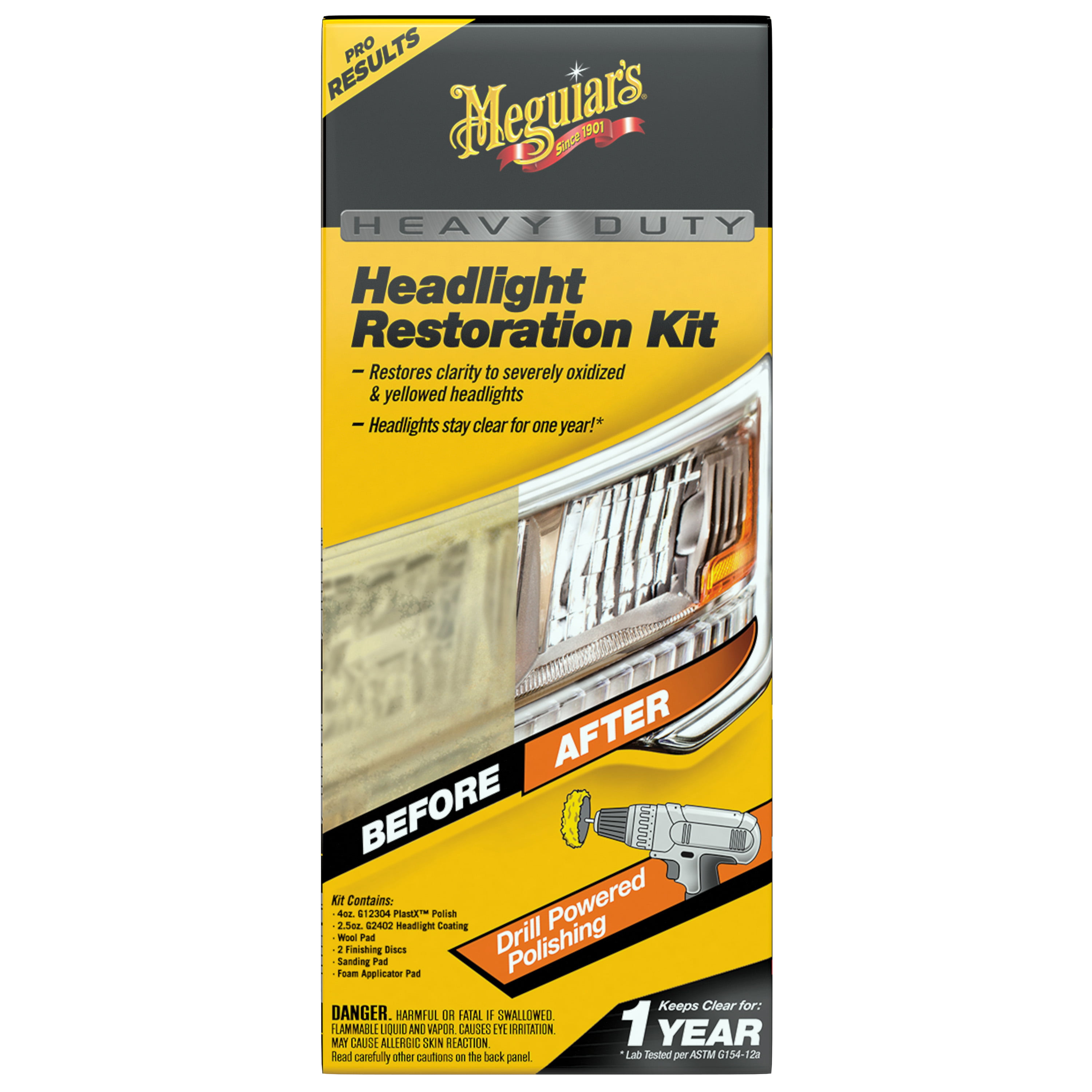 Meguiar's Heavy Duty Headlight Restoration Kit, G2980, 1 Pack