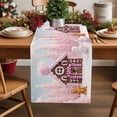 thumbnail image 2 of Pink Christmas Dresser Scarf Farmhouse, Dining Table Decorations for Wedding/Parties, Xmas Farmhouse Tree Blue Sky Snowflake Table Runner 108 Inches Long for Kitchen Dining, 13 x 108 In, 2 of 9