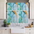 thumbnail image 2 of Abstract Teal Curtain Valances Set Green Gold Marble Natural Stone Cracks Modern Kitchen Curtains 24&nbsp;inch Length Rod Pocket Valance and Tiers 3 Piece Set Small Bedroom Bathroom Laundry Decor, 2 of 9