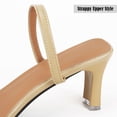 thumbnail image 4 of BadPiggies Square Toe Heeled Sandals for Women, Double Band Low Block Heel Sandals 2.8in Chunky Dressy Sandal Mules, 4 of 9