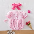 thumbnail image 3 of enyan Newborn Baby Girl 4th Of July Outfit Flag Embroidery Somcked Bubble Romper Short Sleeve Onesie Fourth Of July Outfit Pink,12-18 Months, 3 of 4