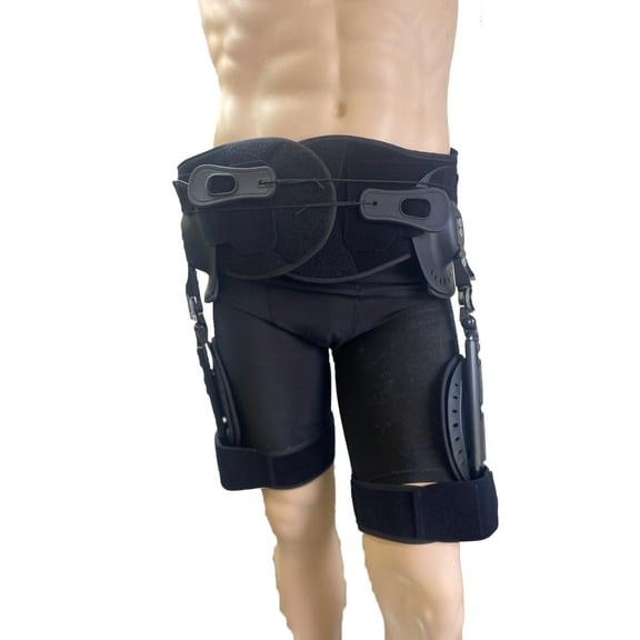 Double Hip Abduction brace with Post-Op ROM Hinge and LSO. 3- dimensional hinge for motion control, suspension, support, and stability. HCPCS
