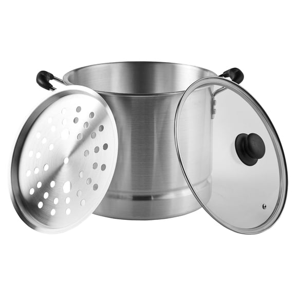 Aluminum Steamer with Glass Lid 24-Quart