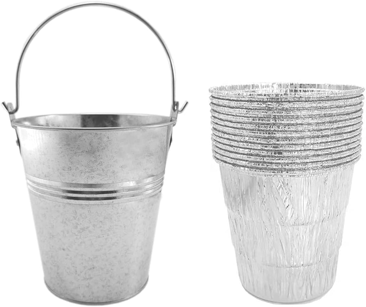 Scheam Drip Grease Bucket & 12Pack Disposable Foil Liners for Traeger