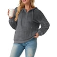 thumbnail image 6 of Cueply Hoodies for Women Fleece Half Zip Pullover Tops Fall Winter Hooded Sweatshirt Jacket Coat with Pockets, 6 of 8