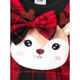 thumbnail image 6 of KelaJuan Baby Girl Christmas Outfits Solid Color Long Sleeve Rompers Deer Patch Plaid Suspender Skirts Headband 3Pcs Clothes Set, 6 of 6
