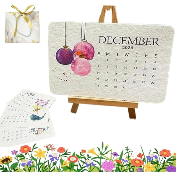 Eco-Friendly Plantable Love Seed Calendar 2026,Seed Calendar Plantable,Month Biodegradable Seed Paper Planner With Wildflower, Herb & Fruit Seeds For Garden & Decor(1set)