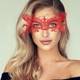 thumbnail image 5 of Unique Bargains 1 Pc Lace Large Butterfly Half Face Party Mask for Masquerade Party Red Lace, 5 of 5