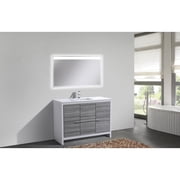 Kubebath 48″ Ash Gray Modern Bathroom Vanity with White Quartz Counter-Top