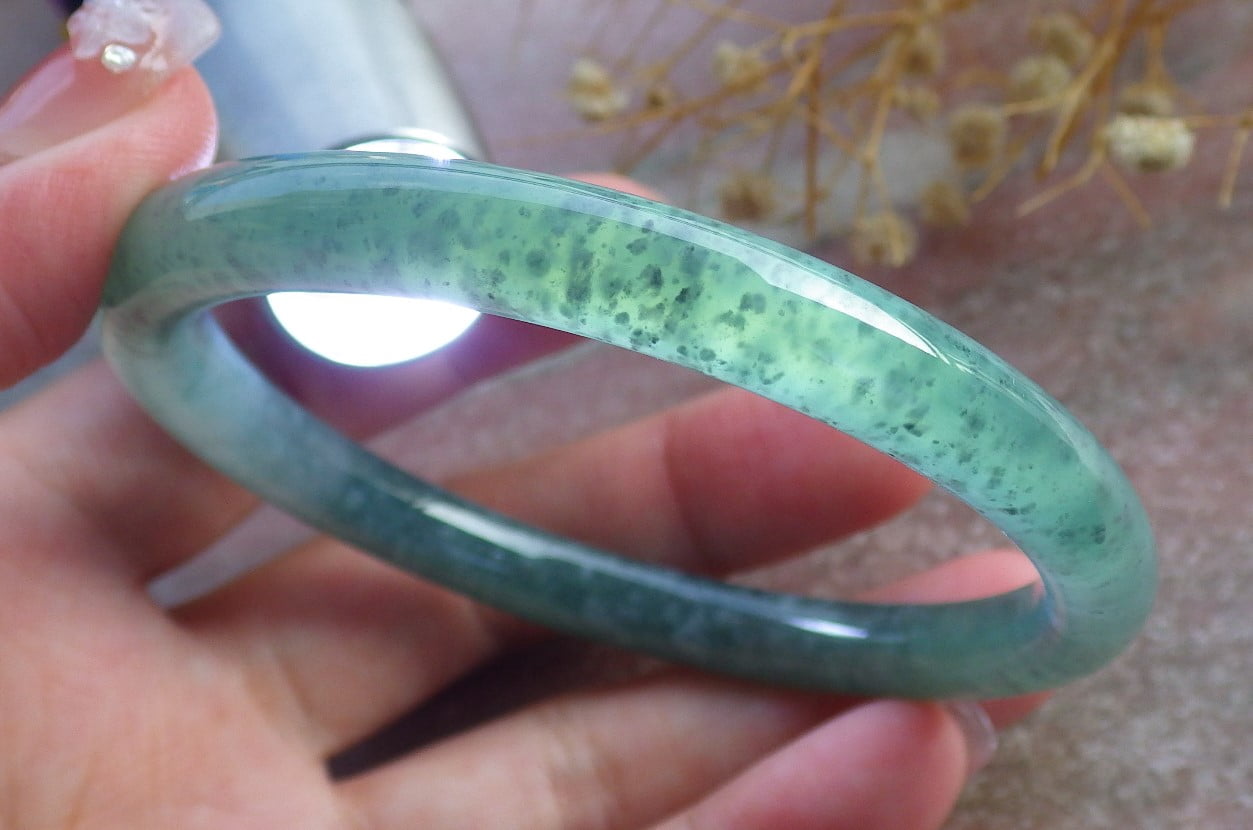 Icy Green Natural A JADE Jadeite Circle Bangle Bracelet 58 mm 682133 TN