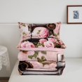 thumbnail image 5 of 3D Sewing Machine Bedding Set,Pink Rose Green Leaves Decor Comforter Set Women,Dreamy Garden Flowers Romantic Retro Quilted Comforter with 2 Pillowcases Queen Size 3 Pcs, 5 of 7
