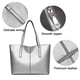 thumbnail image 3 of Bolso de hombro de cuero genuino vintage para mujer, bolso de mano con bolsillo trasero con cremallera, plateado, 3 of 5