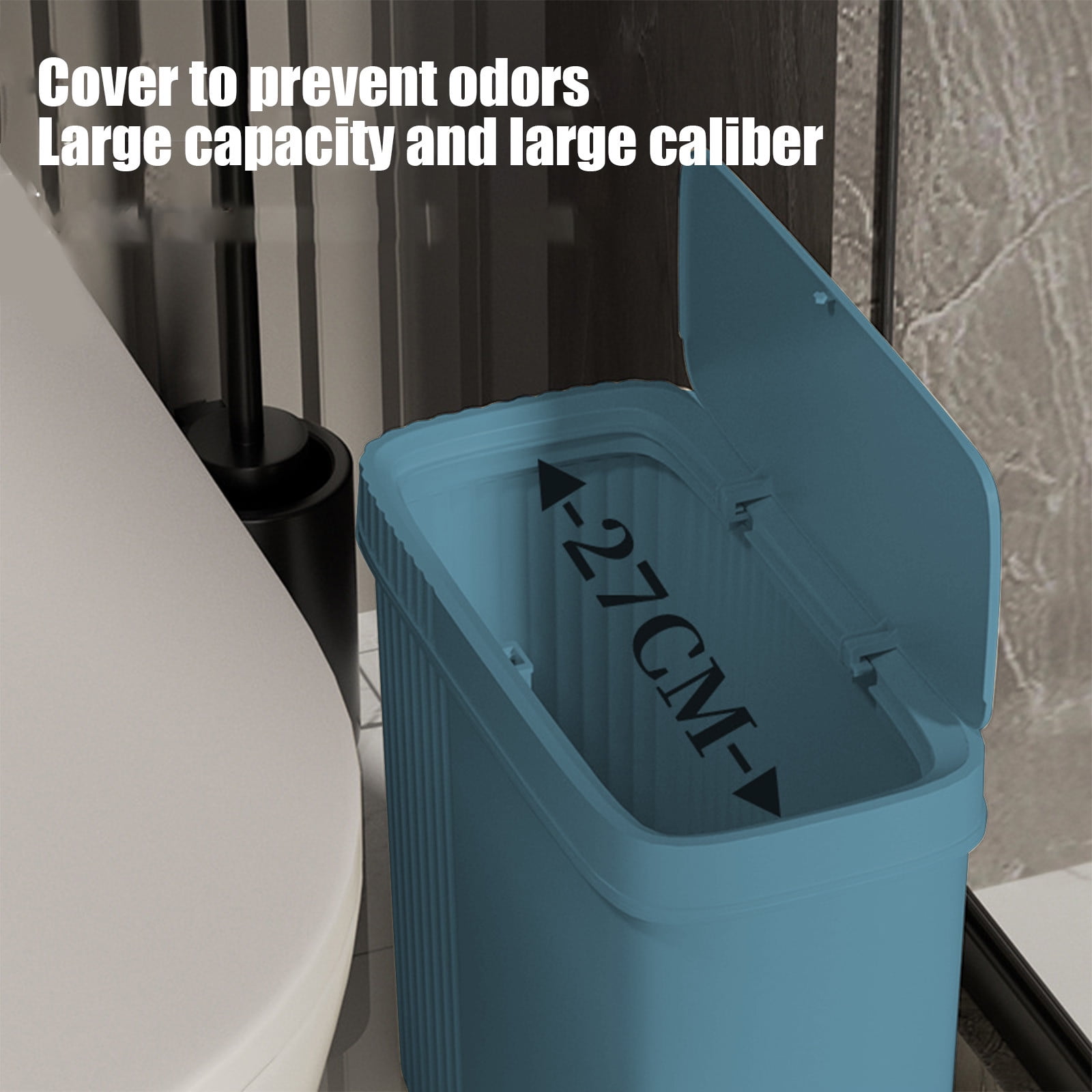 Bathroom Trash Can with Pop-Up Lid, Odor-Locking Garbage Bin – Press Button Open, Leak-Proof, Compact for Toilet Office Bedroom Living Room Small Spaces
