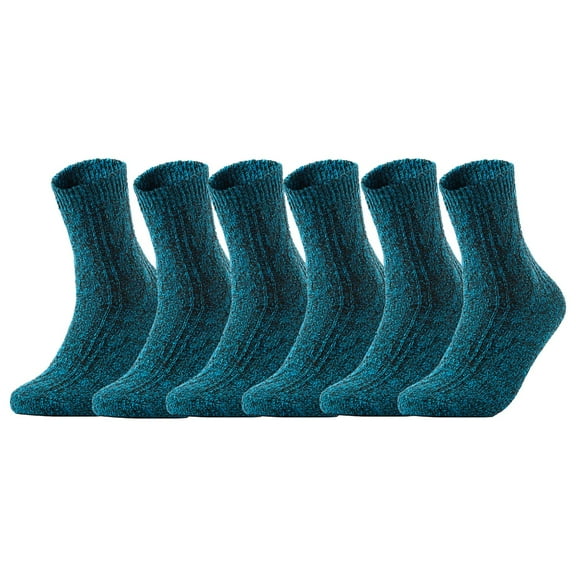 Women's 6 Pairs Ultralight Breathable Cozy Wool Crew Socks. Sweat Absorbent Great Activewear for Fun Sports Size 6-9 HR1613Blue