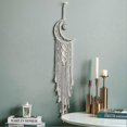 thumbnail image 3 of Atrapasueños de algodón tejido con diseño de luna y estrella hecho a mano, estilo bohemio, macramé, para colgar en la pared (luna blanca), 3 of 5