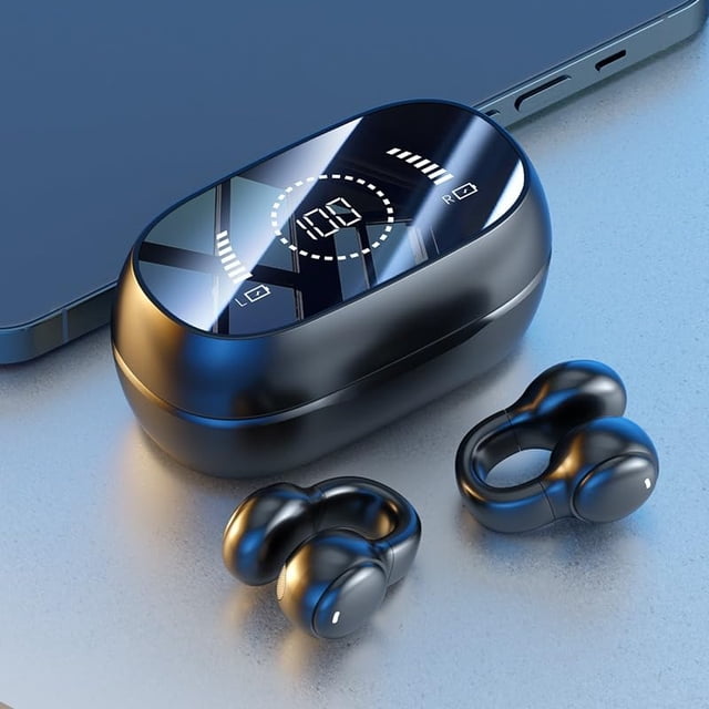 Auriculares Bluetooth m47 con clip para orejas, conducción ósea abierta, color negro