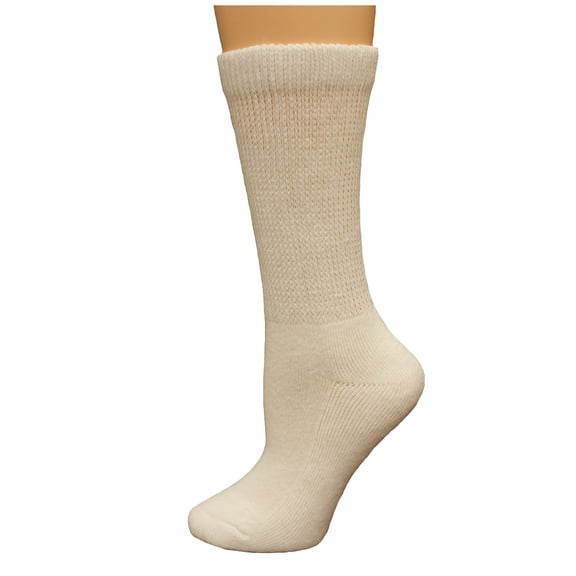 Carolina Ultimate Diabetic Non-Binding Crew Socks 2 Pair, White, Women's 6-9