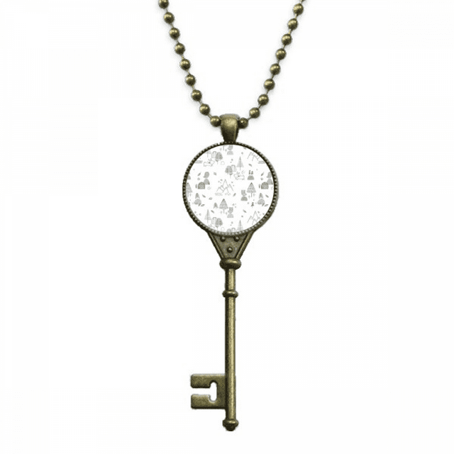 Cartoon Bird Mountain Star Grass Tree Key Necklace Pendant Tray Embellished Chain