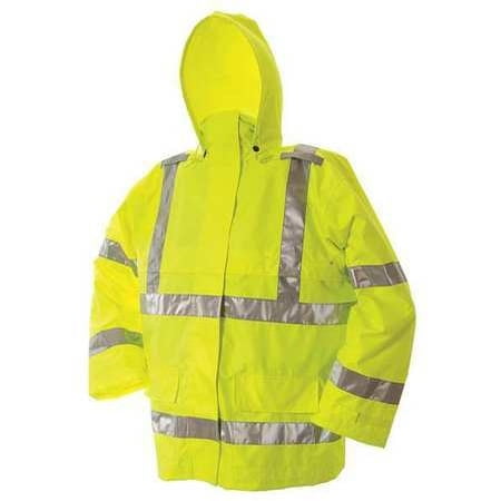 VIKING Rain Jacket w/Hood,Men's,Hi-Vis Lime,XL