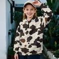 thumbnail image 2 of Uorisanigo Cow Print Girls Half Zip Sweatshirt Fashion Quarter-Zip Pullover Jacket Oversized Sweatshirts Long Sleeve Athletic Tops for Sports and Daily Wear Kids Pullover Jackets, 2 of 7