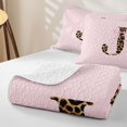 thumbnail image 4 of meiyoeat Chic Leopard Bow J Twin Quilt Set,Cheetah Print Monogram Initial Art Twin Coverlet Set For Girl,2 Pieces, 4 of 7