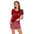 thumbnail image 3 of WBQ Leter Print Pajama Set for Women Short Sleeve Loungewear Two Piece Shorts and Tops Soft Sleepwear Red Tag S/US 6, 3 of 6