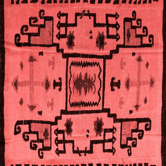 Ahgly Company Indoor Square Abstract Red Modern Area Rugs, 4' Square