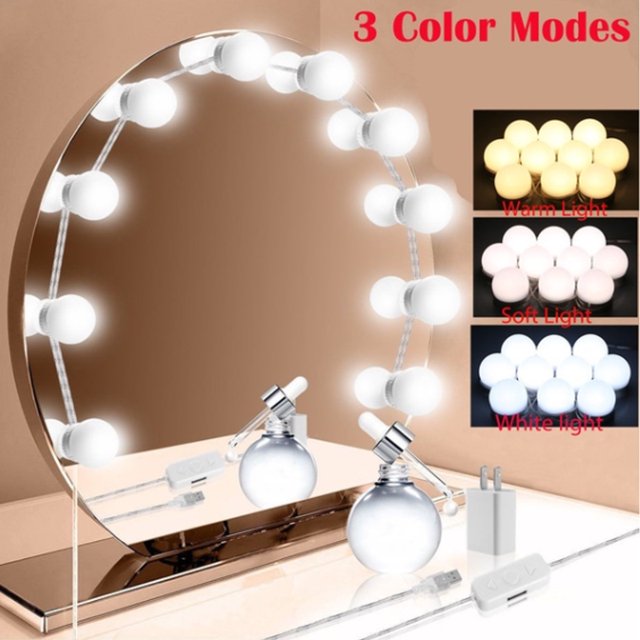 Hollywood DIY Vanity Lights Strip Kit for Lighted Makeup Dressing Table Mirror Plug in LED Lighting Fixture with Adjustable Switch, 10 Light