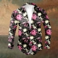 thumbnail image 2 of Halloween Shirts for Men Full Skeleton Floral Print Funny Button Down Lapel Long Sleeve Tops Fall Winter Outdoor Activities Mens Shirts Hot Pink S, 2 of 5