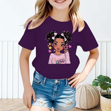 Wuxian Boys Kid Girls Cute Mardi Gras Shirts Cartoon Graphic Short Sleeve Crewneck Sports Casual Comfortable T-Shirt For Toddler Breathable Comfortable Tee Top Dailywear Tees Tops Purple 9-10 Years