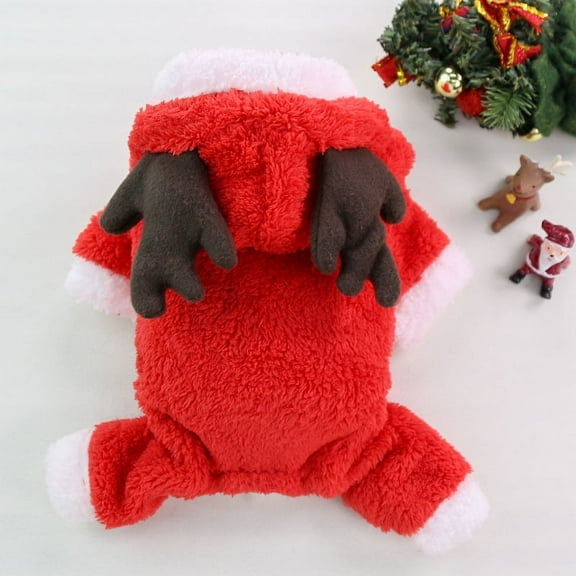 Pet Dog Cat Halloween Christmas Costume Cosplay Elk Dog Costumes for Small Dogs Winter Warm Dog Cat Clothes (Red,S 1.5KG-2.5KG)